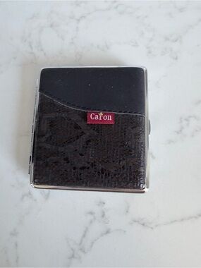 Caron Black Textured Compact Cigarette Case